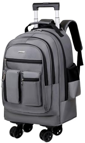 FANDARE 35L Sac à roulettes Ordinateur Homme Mallettes Trolley Business pour 15.6 Pouces Laptop Convertible Trolley Daypack Femme 2-en-1 Sacoche Enseignant Rolling Sacs Voyage Mallette Valise Gris
