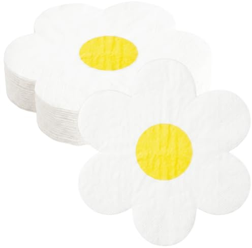 20 Stück Gänseblümchen Servietten,Servietten Daisy Blumen 32x32 cm | Einweg Partyservietten,ServiettenHochzeit,fürTischdeko,Frühling,Geburtstag,Gartenparty,Ostern