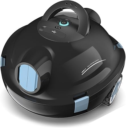 Robot Piscine, Robot Piscine sans Fil Y10 | Aspirateur Automatique et Puissant, 130 Minutes d'Autonomie & Auto-Stationnement, Conçu pour Bassins Enterrés et Piscines à Fond Plat jusqu'à 110 m²(noir)