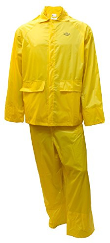 RK Safety Rain Wear RW-PP-YEL33 Yellow PVC Polyester 3-Piece Rain Suit | Jacket, Hoodie, Pants (Yellow, Small)