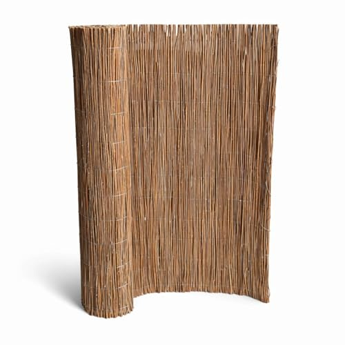 Weidenmatte Sichtschutz 90 cm Hore – für Garten, Balkon und Terrasse – Schutz vor Wind und Laub – aus unbehandeitem Weidenholz mit Stahldraht – Farbe: von Natur aus Braun, Länge 300 cm