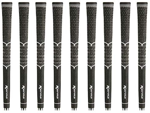 Karma V Cord Golfgriffe für Herren, 9 Stück, schwarz, Standardgröße, halbe Schnur, Hybrid-Ersatzgriffe für Golfschläger