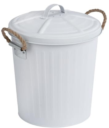 WENKO Cubo de cósmetica Gara blanco mate 6 ltr. - Cubo de la basura Capacidad: 6 l, Acero, 24 x 28.5 x 23 cm, Blanco