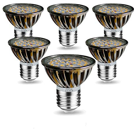 JSVSAL (6-Pack Non-dimmable PAR16 LED Short Neck Bulb, E26 Screw Base,5W AC 85-265V,35W-50W Halogen Bulbs Replacement,Aluminum Casing,120 Degree Wide Beam Floodlight Bulb (Daylight White-5000K)