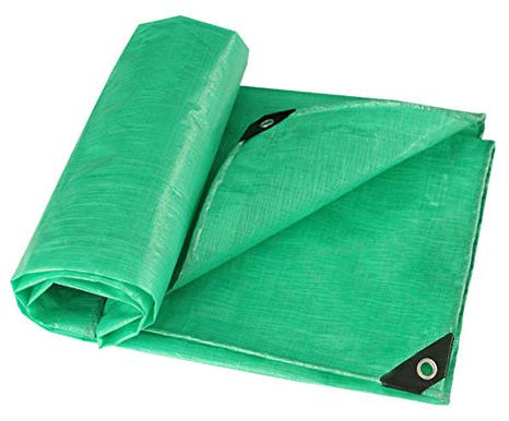 Telone in Tessuto Super Stabile con Occhielli, Telone PE Rinforzato, Telo Occhiellato per Piscina, Auto, Coperture, Esterno, Antivento, Antipioggia, Antistrappo, Anticorrosivo[Doppio Verde],5x8m