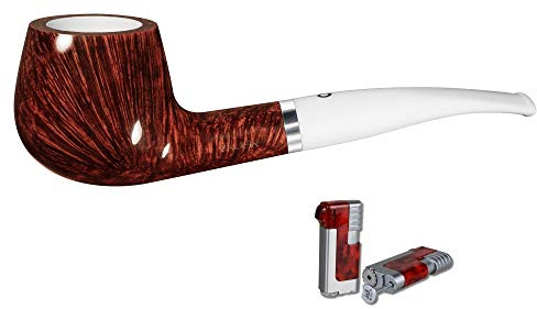 Vauen Pfeife Maris 740 Meerschaum Weißpunktedition + Necuma Pfeifenfeuerzeug