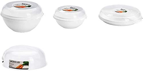 Mikrowellen 2 x 4er Set mit Teller, Menüteller, Mikrowellenhaube flach und Abdeckhaube mit Ventil AKTION JE 2 STÜCK PRO ARTIKEL