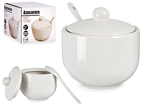 ARTE REGAL Sucrier blanc avec cuillère 10 x 9,5 x 10 cm