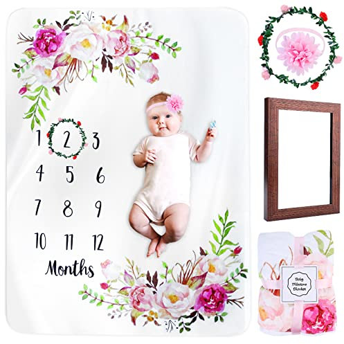 Nizirioo Coperta di Mese del Bambino, Unico, 130 cm x 100 cm, Poliestere, Rosa, Fiore, Comfort, Calda, Campeggio, Bambino