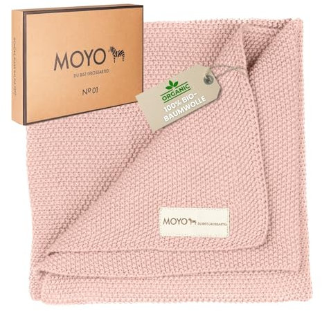 MOYO Babydecke Geruhsamer Rosentau I 75x100cm I Atmungsaktive Kuscheldecke aus 100% GOTS-Bio-Baumwolle I Weiche Baby-Bettdecke für Junge & Mädchen I Baumwolldecke Geburt