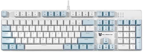 Qisan Mechanical Gaming Keyboard Wired Ice Blue Led Backlit Keyboard Brown Switch Full Size 104 Keys US Layout | Computer Keyboards | Gaming Accessories