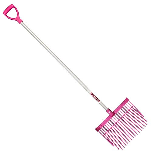 Red Gorilla Medium Bedding Fork with Straight Handle Pink Lightweight For Stable Bedding Mucking Out Hay and Garden Compost 154cm Long