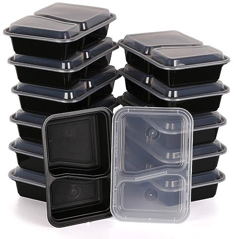 Kabalo 2 Compartment 10 Pack Meal Prep Container Meal Boxes Premium Stackable Microwave Re-Usable Freezer Food Lunchbox