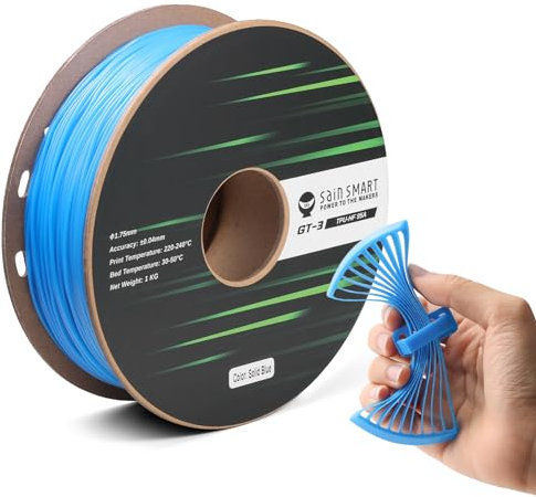 SainSmart TPU-Filament 1,75 mm, GT-3 flexibles 3D-Drucker-Filament für Hochgeschwindigkeitsdruck 500 mm/s, UV-beständig, blau, 1 kg Spule, Maßgenauigkeit +/- 0,04 mm