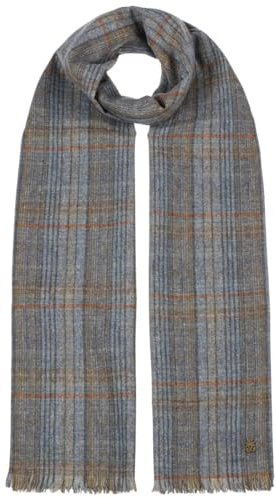 Mayser Emil Schal Zechbauer Wollschal Karoschal Damen/Herren - Made in the EU mit Fransen Winter Herbst-Winter - One Size blau