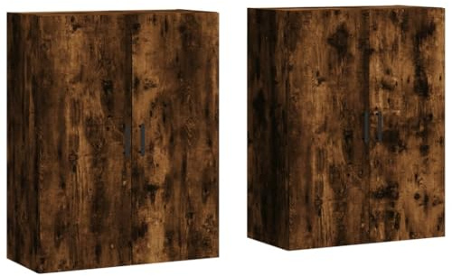 vidaXL Armarios de Pared 2 uds, Aparadores Colgantes con Almacenaje, Muebles Flotantes, Armarios para Salón Dormitorio Estudio, Roble Ahumado