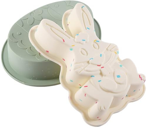 Ostern Silikonform Osterhase Silikonform Hase Dinosaurier Groß Eierformen 2 Stück Kuchenform Silikon Backform Pralinenform 3D Ei Schokoladenform mit 1 Hammer für Osterdekorationen, Süßigkeiten, Kuchen