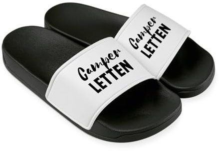 Camper Letten Badelatschen für Herren & Damen - Lustige Hausschuhe, Schlappen - Badeschuhe, Badeschlappen lustig Camping Geschenk