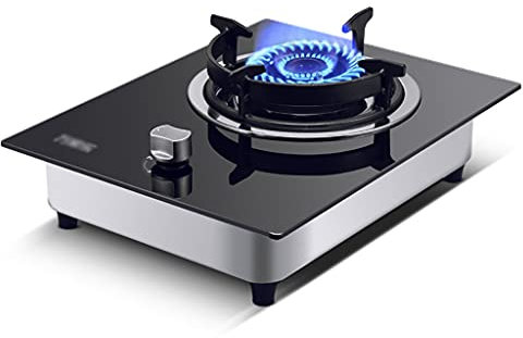 Plaque de cuisson à gaz intégrée 4,5 kW en verre trempé noir avec protection FFD et verrouillage enfant, pour réchauffer, cuisiner, bouillir, frire, mijoter [Classe énergétique A] [Classe énergé