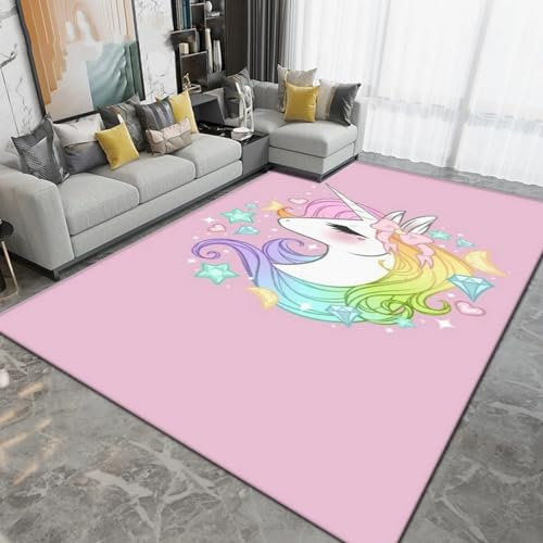 Kinderteppich Cartoon Süßes Einhorn-Tierpferd - Kurzflor Teppich Kinderzimmer Spielteppich Antiallergen Und Extra Weich - Babyzimmer Teppiche Für Junge Und Mädchen Babyteppich 200 X 300 Cm -2N8N2O4J4N