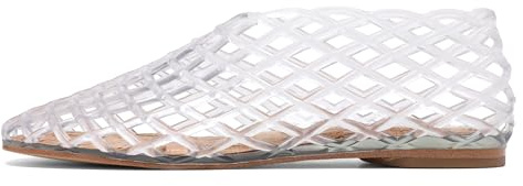 Molozoey Jelly Mesh - Zapatos planos de ballet para mujer, puntera cerrada, zapatos de gelatina para adultos, cómodas sandalias planas transparentes para mujer., Claro, 37.5 EU