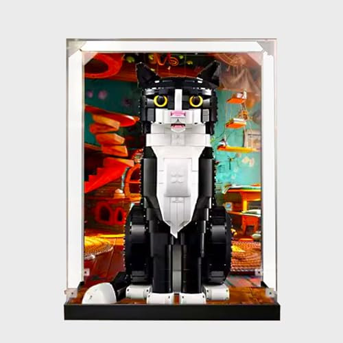 Displaybox für LE-GO 21349 Katze, Acryl, staubdicht, transparent, benutzerdefinierte Vitrine (kein Modell) (30 x 30 x 34,8 cm) (Spritzlackierung, verdicktes Modell (3 mm))