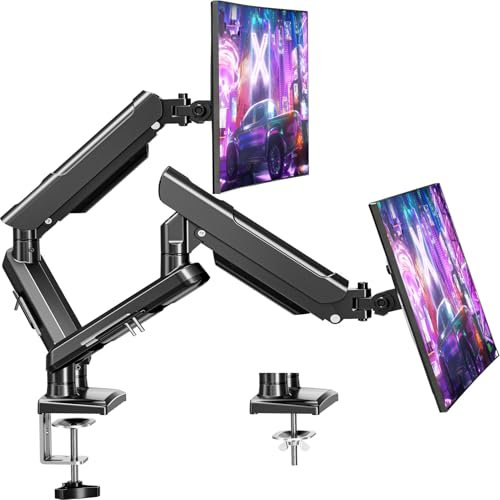 ELIVED Monitor Halterung 2 Monitore für 13-32 Bildschirme, Bildschirmhalterung 2 Monitore hält 2-9 kg Monitor mit VESA 75/100mm, Gasfeder Monitor Arm mit Neigbar, Schwenkbar, Drehbar, EV6012B