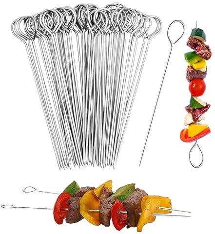 Youery 40 aghi per involtini in acciaio inox, 12 cm, spiedini in acciaio inox, per grigliare tutti gli appassionati di carne e vegetariani, spiedini di carne