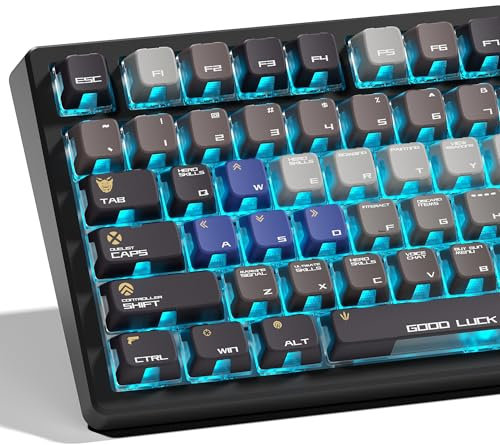 GMKWTL XVX Lighthouse Shine Through Keycaps, Double Shot PBT Keyboard caps, Translucent Keycap Sets 75 Percent, Black Key caps for 60% 65% 75% TKL 96% 100% MX Switches Mechanical Keyboard