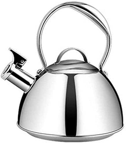 HdGLfdKfb Teiera per Uso Domestico Fischietto Stufa ad Acqua Calda Elegante in Acciaio Inossidabile con Manico antiscottatura Universale(Color:Silver)