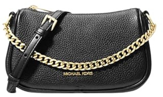 MICHAEL KORS Carmela Kleine Umhängetasche aus genarbtem Leder, wandelbar, Schwarz, Schwarz, Small
