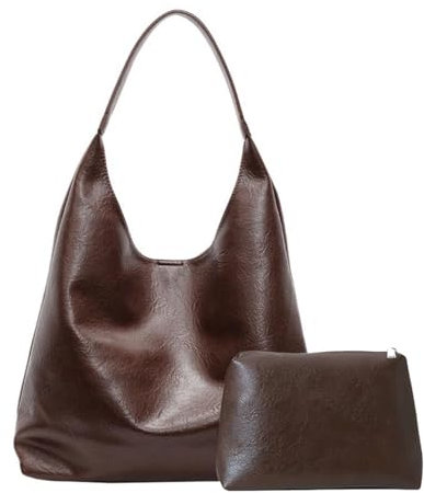 Handtasche Damen Weiche Leder Slouchy Tote Bag Shopper Tasche, Groß Hobo Tasche Umhängetasche Vintage Schultertasche Beuteltasche Tragetasche mit klein Geldbörse ür Arbeit & Reisen Shopping