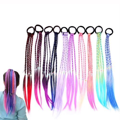 10 Farben Haarsträhnen Zum Einklipsen Mit Kamm, Haarsträhnen Kinder, DIY Haare Flechten Bunte Haare, Bunte Haarsträhnen Kinder, Haarsträhnen Zum Einflechten, Frisurenzubehör für Frauen und Mädchen