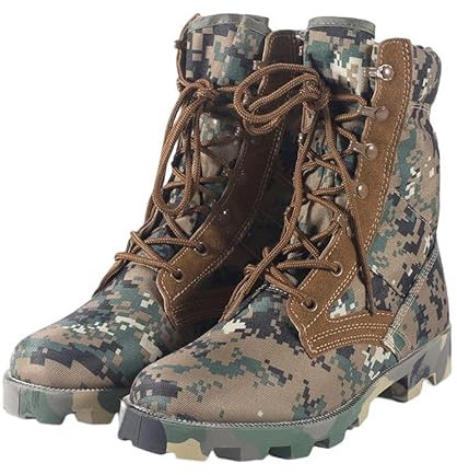 TPTOP Botas Tácticas Hombres Militar Impermeable Bota Patrulla Ejército Botas Altas con Cordones Acampar Al Aire Libre Senderismo Bota Combate Desierto Zapatos de Trabajo Seguridad,Camo-46EU