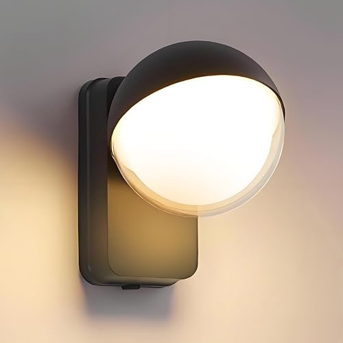 DYKUWEY 18W Applique da Parete Esterno/Interno 350° Lampade da Esterno Regolabile Applique Esterno per Terrazza Corridoio Giardini, Nero, 1500 Lumen, Bianco Caldo 3000K, IP65
