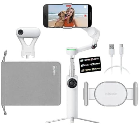 Insta360 Flow 2 PRO Gimbal Stabilizer for Smartphone, AI Tracker Bundle, 3-Axis Stabilization, Built-in Tripod, Deep Track 4.0 Auto Tracking Phone Stabilizer Creator- White