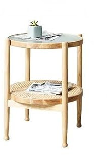 EINES Kaffetisch Nordic Holz Kaffee Tisch Rattan Sofa Seite Tisch Geeignet for Zu Hause Wohnzimmer Kaffee Tisch Endtische(51x61cm)