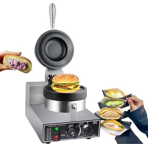 Electric Burger Maker, Nonstick Hamburger Press, 1200W Panini Press for Household & Commercial Use, Efficient UFO Burger Maker, Easy to Clean Cooking Machine, 110V