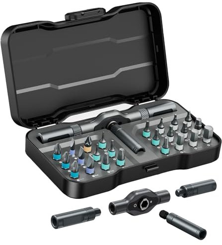 ORIA 24 in 1 Magnetic Ratchet Screwdriver Set with S2 Steel Bits & Detachable T-Handle, Portable Tool Kit in Case for Home DIY, Computer, Electronics Repair, Furniture