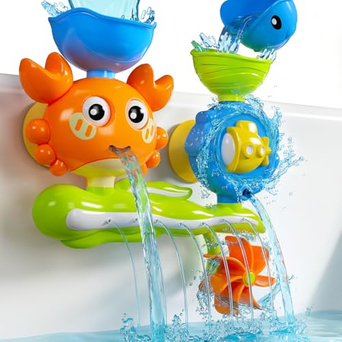 Bath Toys for 1-3 Year Old: Popular Gifts for 1 2 Year Old Boys Girls | Toddler Bath Toys with Powerful Suction Cups Sticks Firmly | Kids Bathtub Toys Create a Rich Water Effects | Birthday Gifts