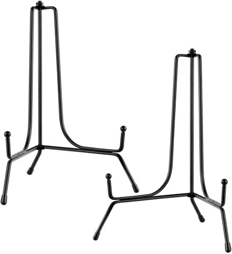 2er-Pack Verbesserte Anti-Rutsch-Plattenständer für die Anzeige 8--Plattenhalter-Ausstellungsständer Bilderrahmenhalterständer Schwarze Staffeleiständer für Fotodekorative Eckschrankeinsatz (Black, G)