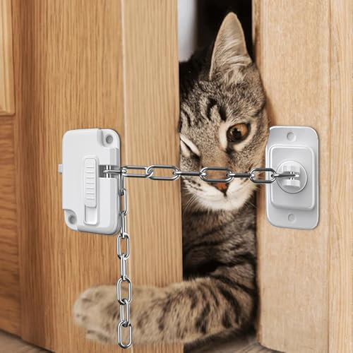 Lock for Bedroom Door, Door Lock Without Drilling, Bedroom Lock for Child Safety, Easy Install Door Locks Suitable for Windows, Sliding Doors, Balcony Protection (White)
