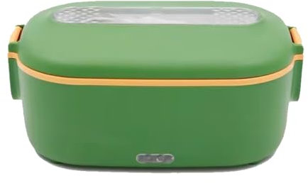 Gamelle chauffante électrique 3-en-1 avec sac isotherme & jeu d'ustensiles, capacité 1,5L, réchauffeur alimentaire 200W pour voiture/maison/camion(Green,12v/24v/110v)