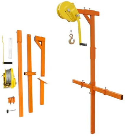 Treuil manuel robuste avec câble métallique, construction en acier au carbone pour installation de climatiseur et levage d'unité, capacité de 272,2 kg