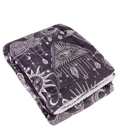furn. Constellation Überwurf – Celestial Galaxy Stars & Moon Sherpa Fleece Decke (Anthrazit/Creme – 130x180cm)
