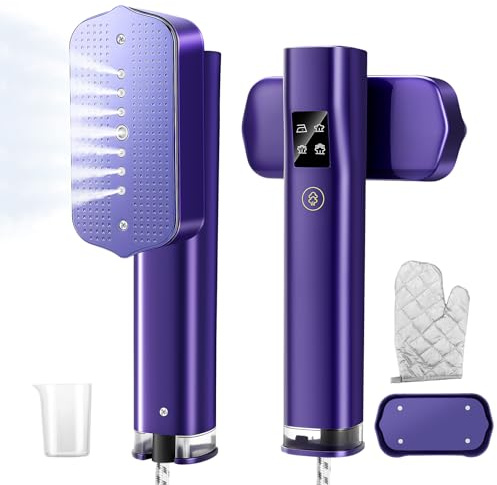 2-in-1 Tragbarer Dampfglätter, 1200W Dampfbügeleisen Handdampfer für Kleidung 15s Schnellaufheizung Reisebügeleisen Steam Iron Steamer Hand Bügeleisen mit LED Display, 4 Bügelmodi