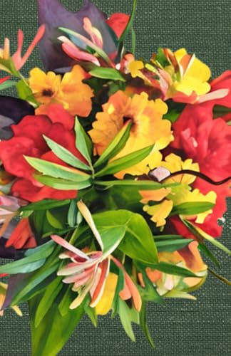 The Vine & Bloom Collection – Impressionist Watercolor Cover 1: “Golden Summer” Series | 5.5” x 8.5” Linen Look Paperback: Journal featuring watercolor garden bouquet with marigolds & roses