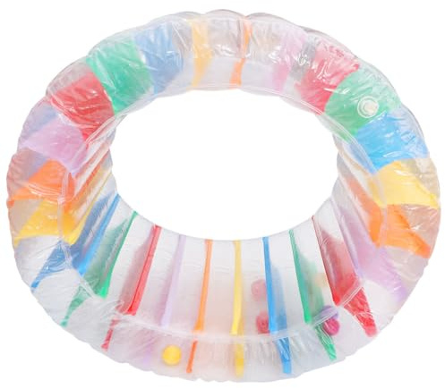 OFFSCH Rueda de Agua Inflable Gigante Colorida para Piscina Juguete Flotante de PVC Resistente con Bloqueo de Aire Rodillo de Arrastre Multifuncional para Adultos Fiestas Acuáticas y