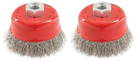 4 Pcs Wire Cup Brush Wheel 75mm 3 Angle Grinder M14 Crimped Brass Coated Wire Wheel Brush Set Heavy Duty scrub Rust, Paint, Weld Removal Industrial Rotary Steel Grinder Wire Cup Brushes (2 Pcs)