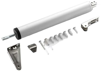 Chiudiporta for porte a battente con fermi di chiusura silenziosi, ammortizzata automatica arresto posizionamento, ferramenta regolazione(White)